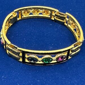 Bijoux Cascio Italy Enamel & Rhinestone Bracelet Signed Vintage